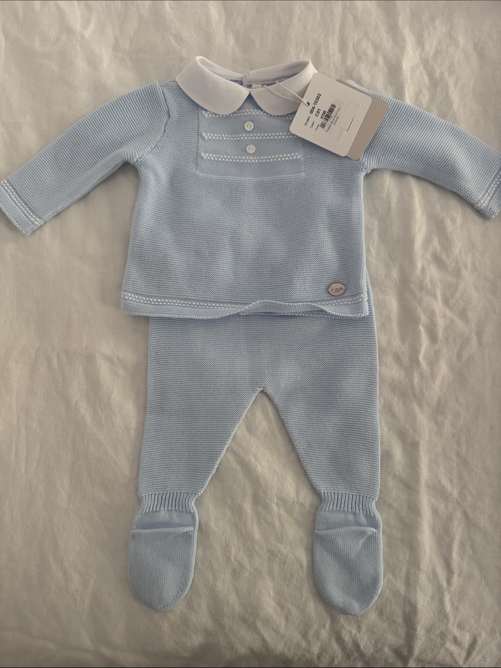 Classic Baby Knit Matching Set in Light Blue